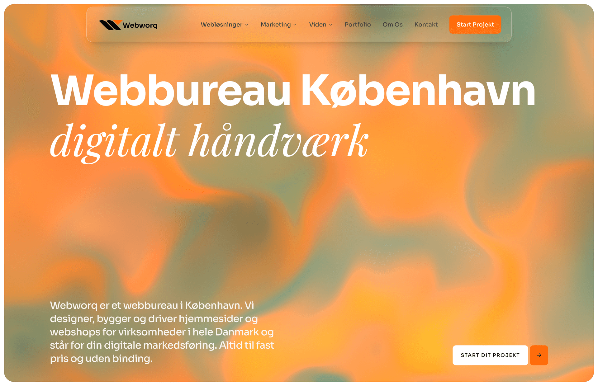 Webworq Digital Agency — hele sitet, som det så ud i drift